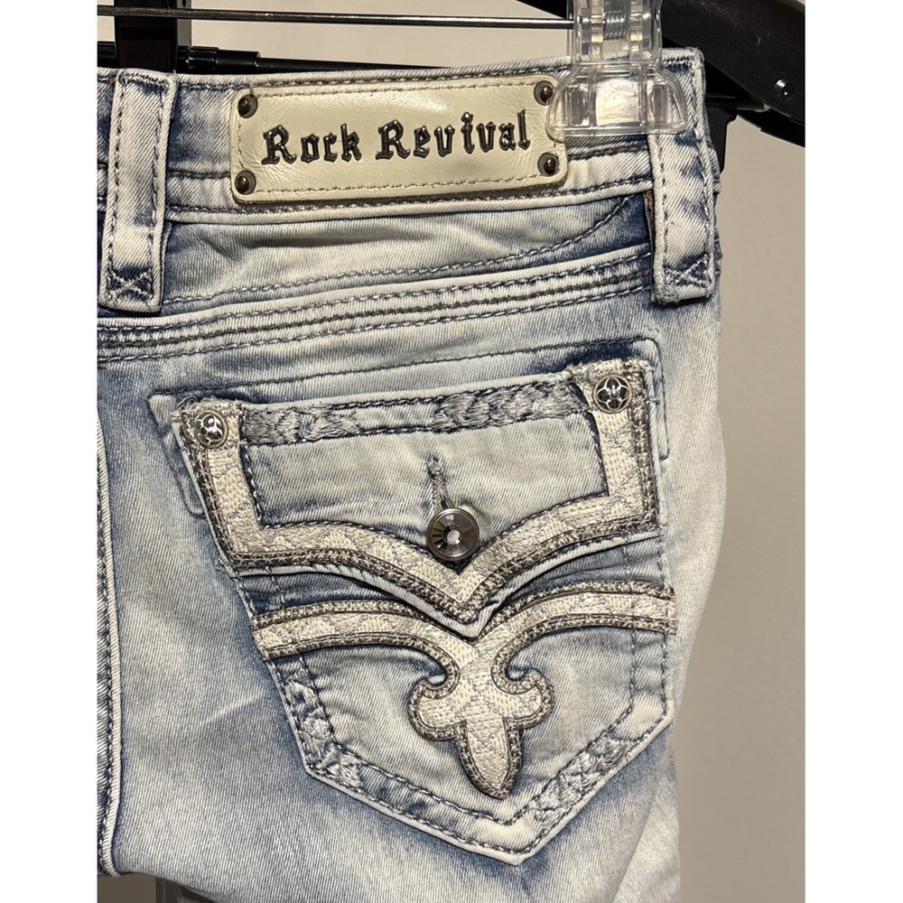 Rock Revival jeams 27 raven Boot Med Embroidered thick stitch distressed